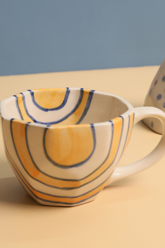 handmade mustard abstract mug, cups & mugs 