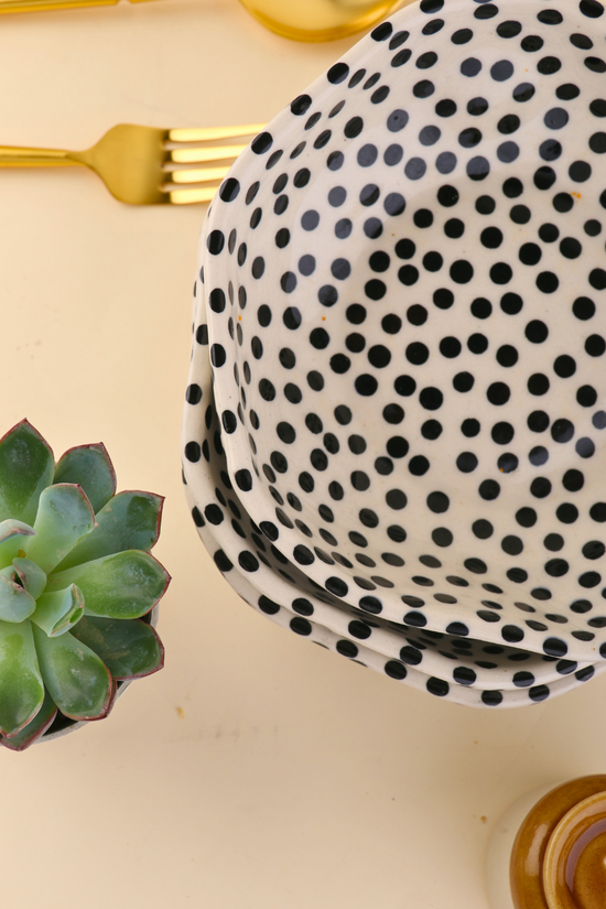 ceramic black polka bowl
