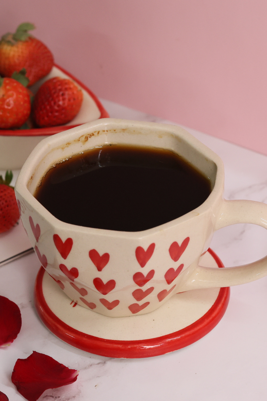 heart mug & xoxo coaster made by ceramic 