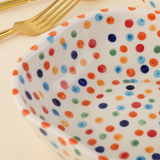 Handmade polka bowl with cutlery