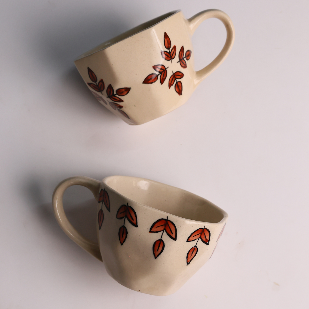 set of two mugs small autumn leaf & autumn mug