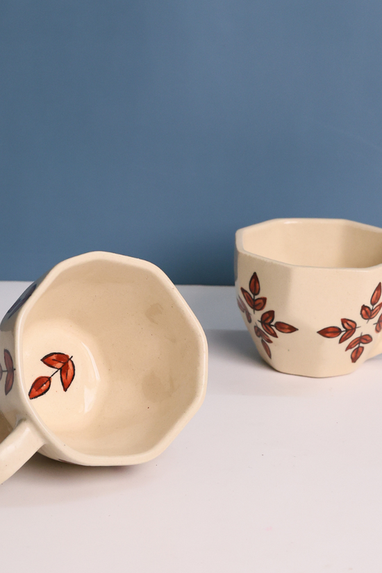 handmade small autumn leaf & autumn mug 