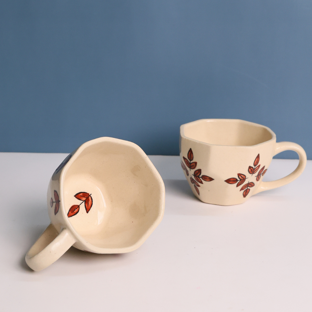 handmade small autumn leaf & autumn mug 