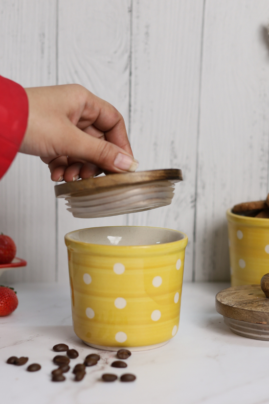 handmade yellow polka jar