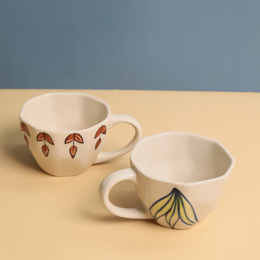 handmade Autumn & petal Mug made by ceramic, combo