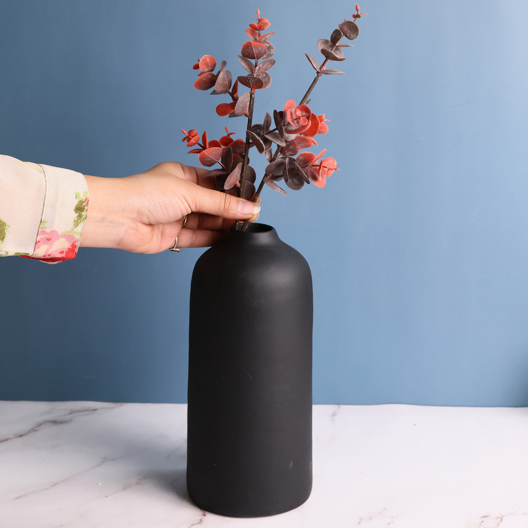 handmade black vase tall