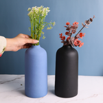 handmade matte blue & black tall vase