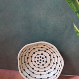 Serveware ceramic black dotted lines bowl