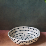 Handmade black dotted lines bowl