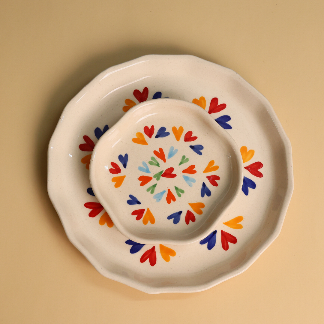 loveislove dessert & snack Plate combo, set of two plates