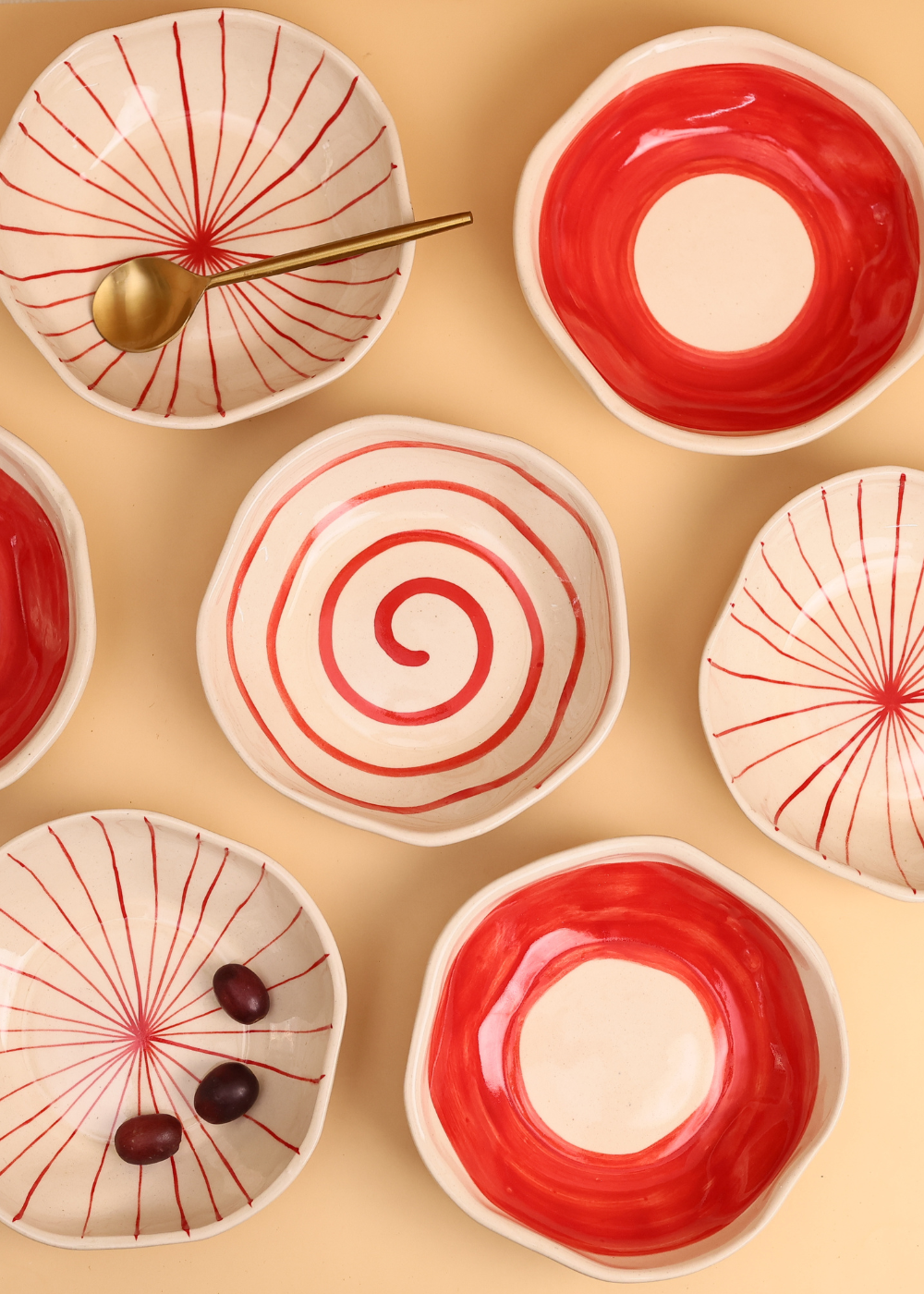 handmade red bowls set of three combo
