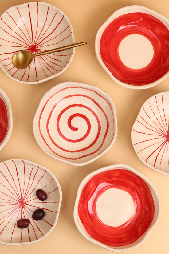 handmade red bowls set of three combo