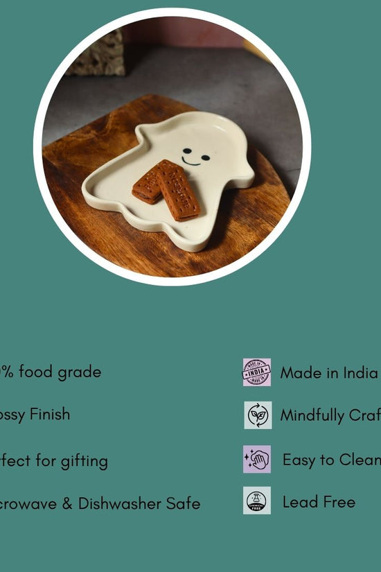 Spooky Ghost Handmade Dessert Plate