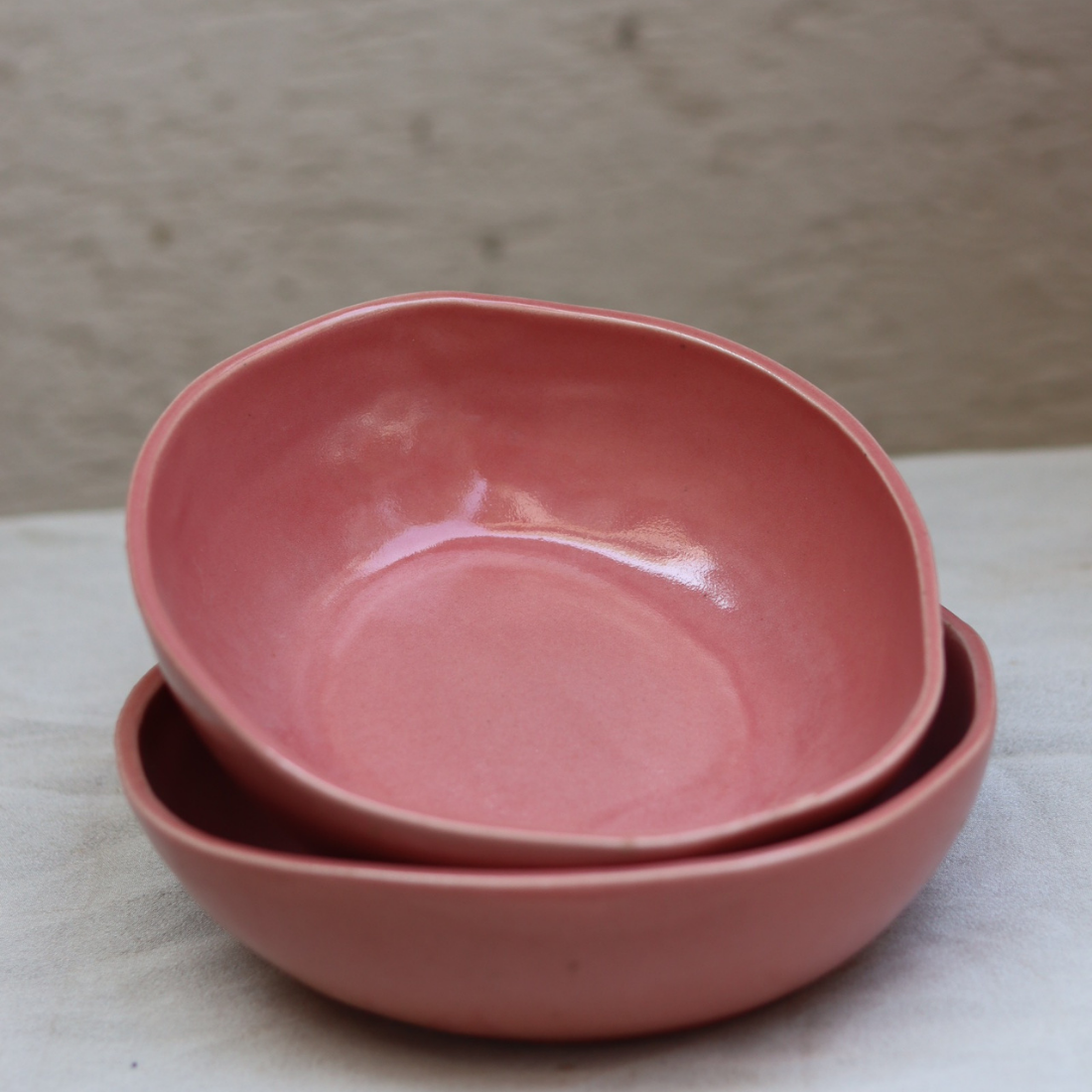 Handmade ceramic two pink curry bowls 