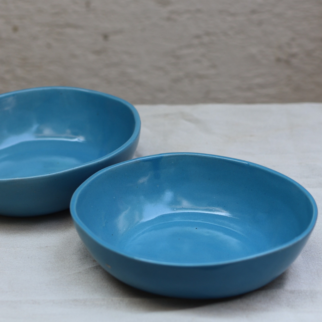 Sky blue ceramic curry bowls