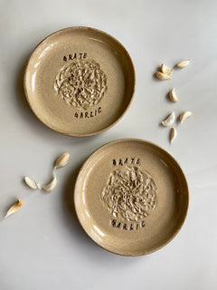 Garlic grater handmade ceramic with garlic