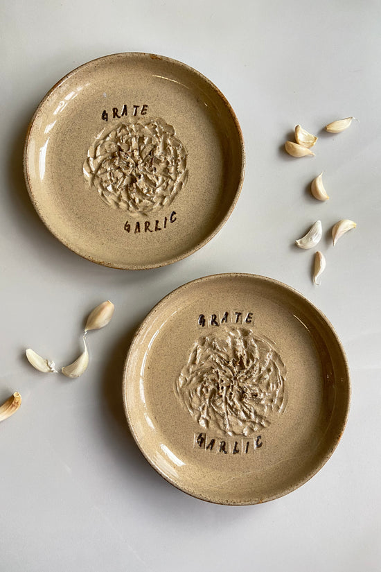 Garlic grater handmade ceramic with garlic