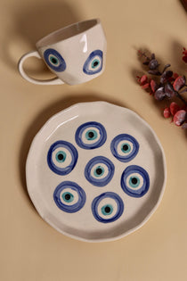 evil eye mug & all Evil eye plate set of two, made by ceramic , combo, handmade mug & plate set