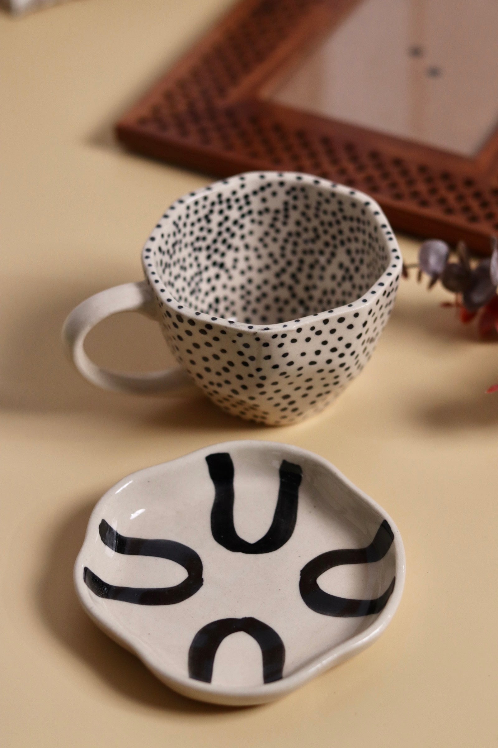 handmade mug & dessert plate, made by ceramic