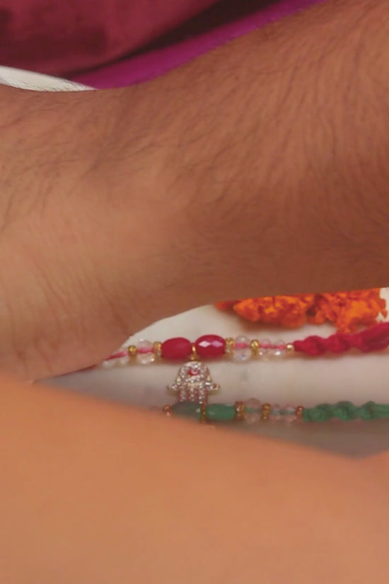 Hamsa Pearls Shield Rakhi