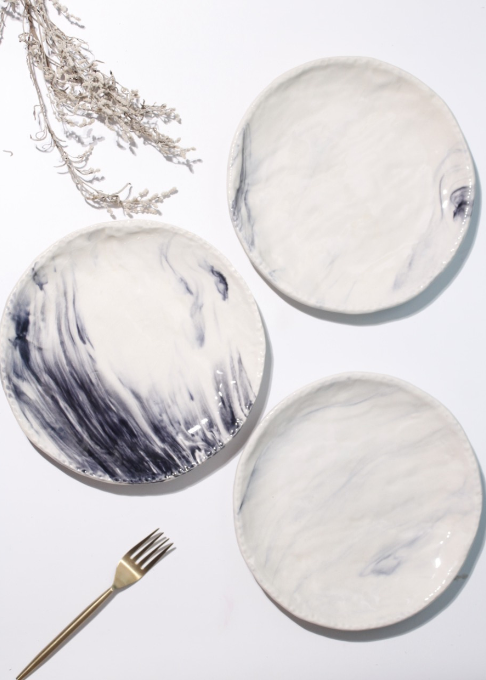 Handmade marble snack plates 