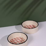Two red checks breakfast bowls 