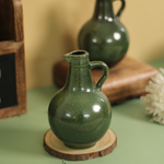 Handmade ceramic green vintage milk jug 