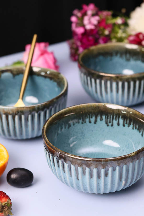 Ceramic Teal Spiky Bowls