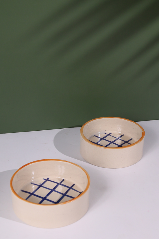Blue checks breakfast bowl ceramic