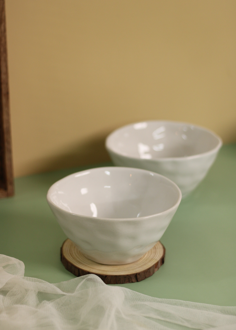 Handmade ceramic white handmoulded bowls