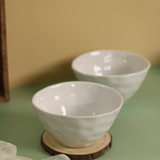 Handmade ceramic white handmoulded bowls