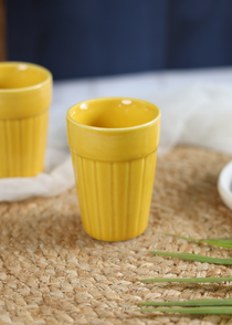 Handmade ceramic yellow kulhads 