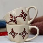 Handmade ceramic leaf mugs 