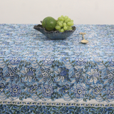 Blue floral table cloth block printed