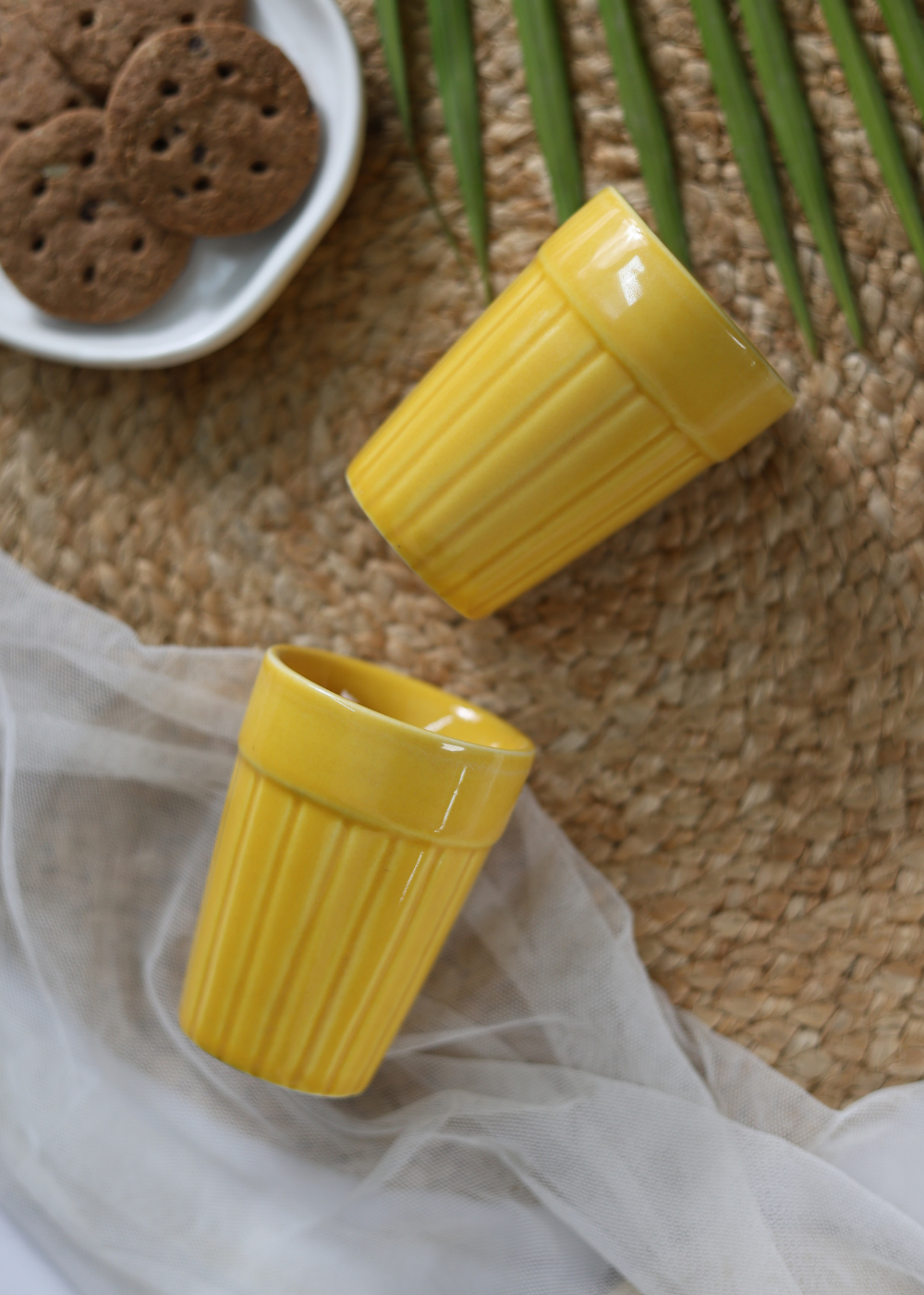 Ceramic yellow kulhads for tea 