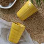 Ceramic yellow kulhads for tea 