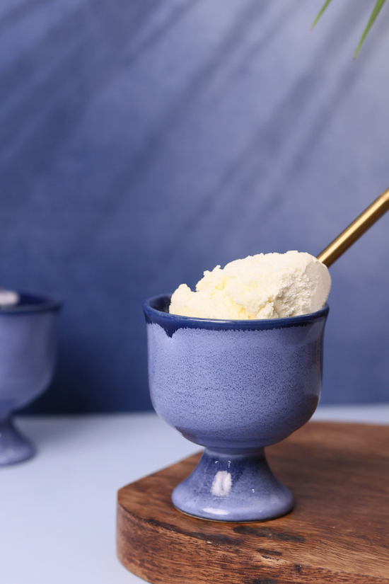 Blue goblet with ice cream 