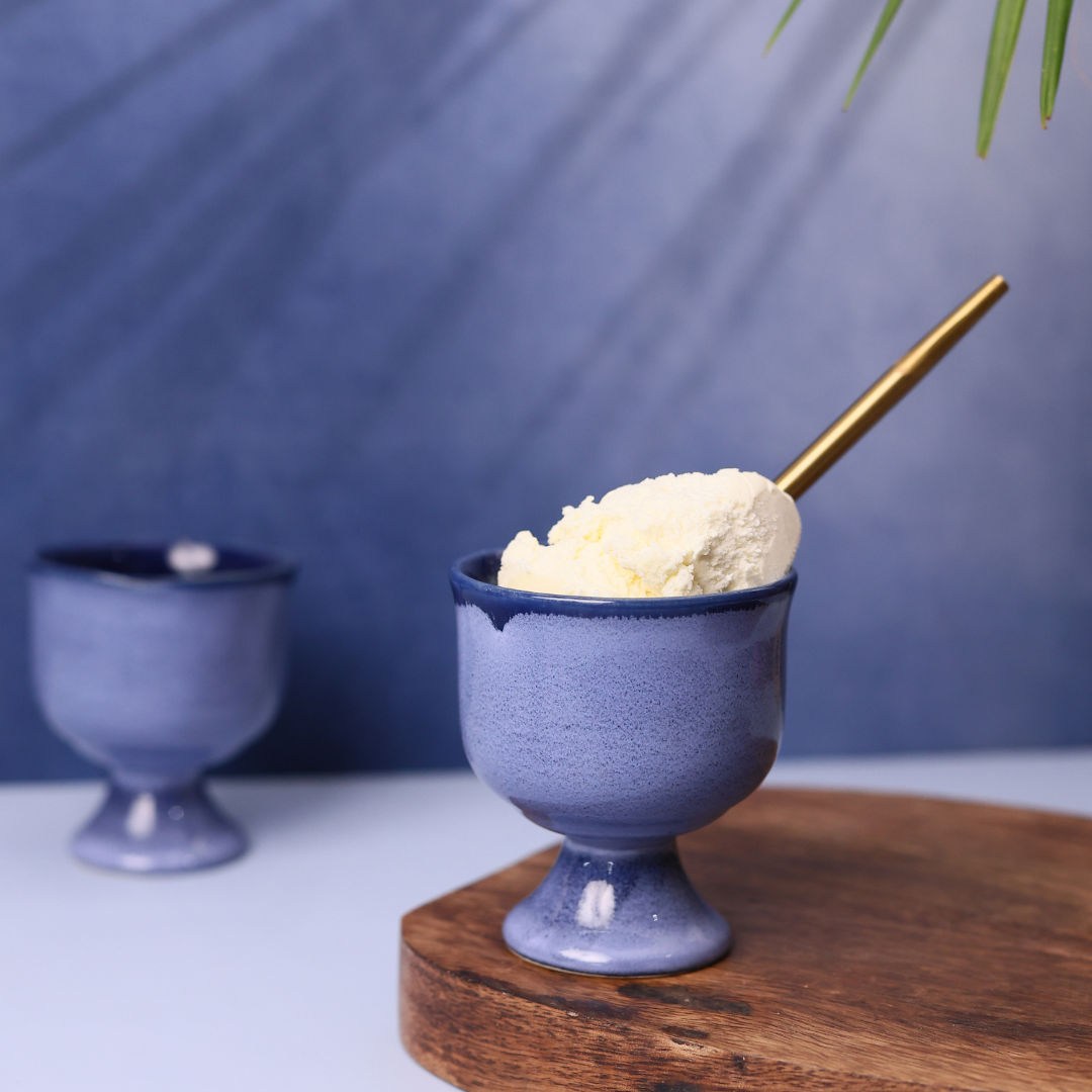 Blue goblet with ice cream 