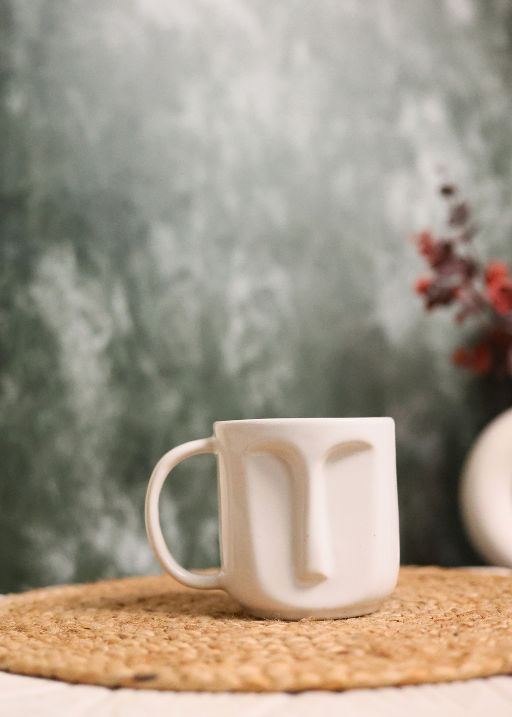 White face coffee mug handmade 