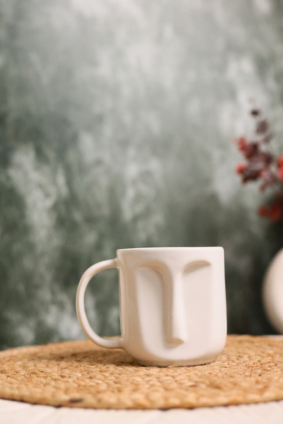White face coffee mug handmade 