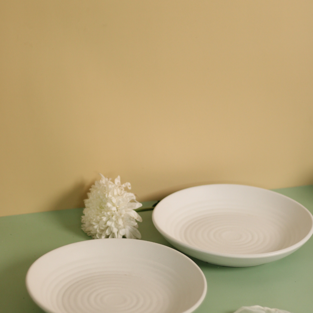 Two pasta plates white color