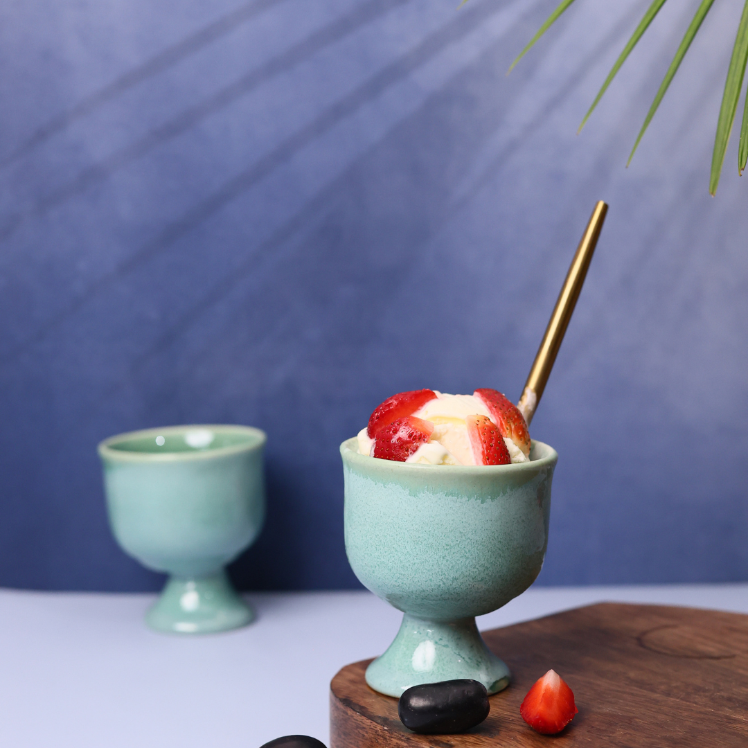 Teal Ice Cream Goblet