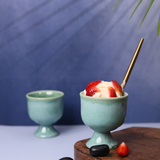 Ceramic Teal Ice Cream Goblet