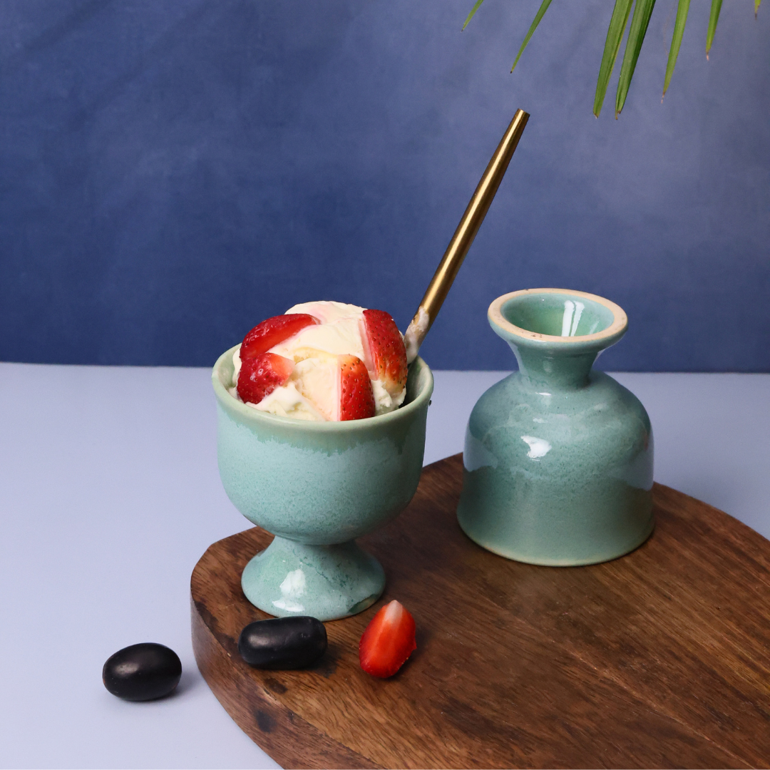 Teal Ice Cream Goblet