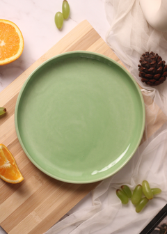 Handmade ceramic pista green platter 