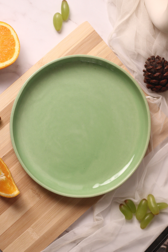 Handmade ceramic pista green platter 
