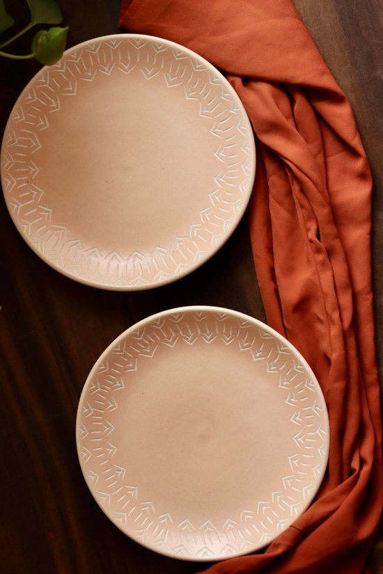 Blush Pink Carved Quarter Plate