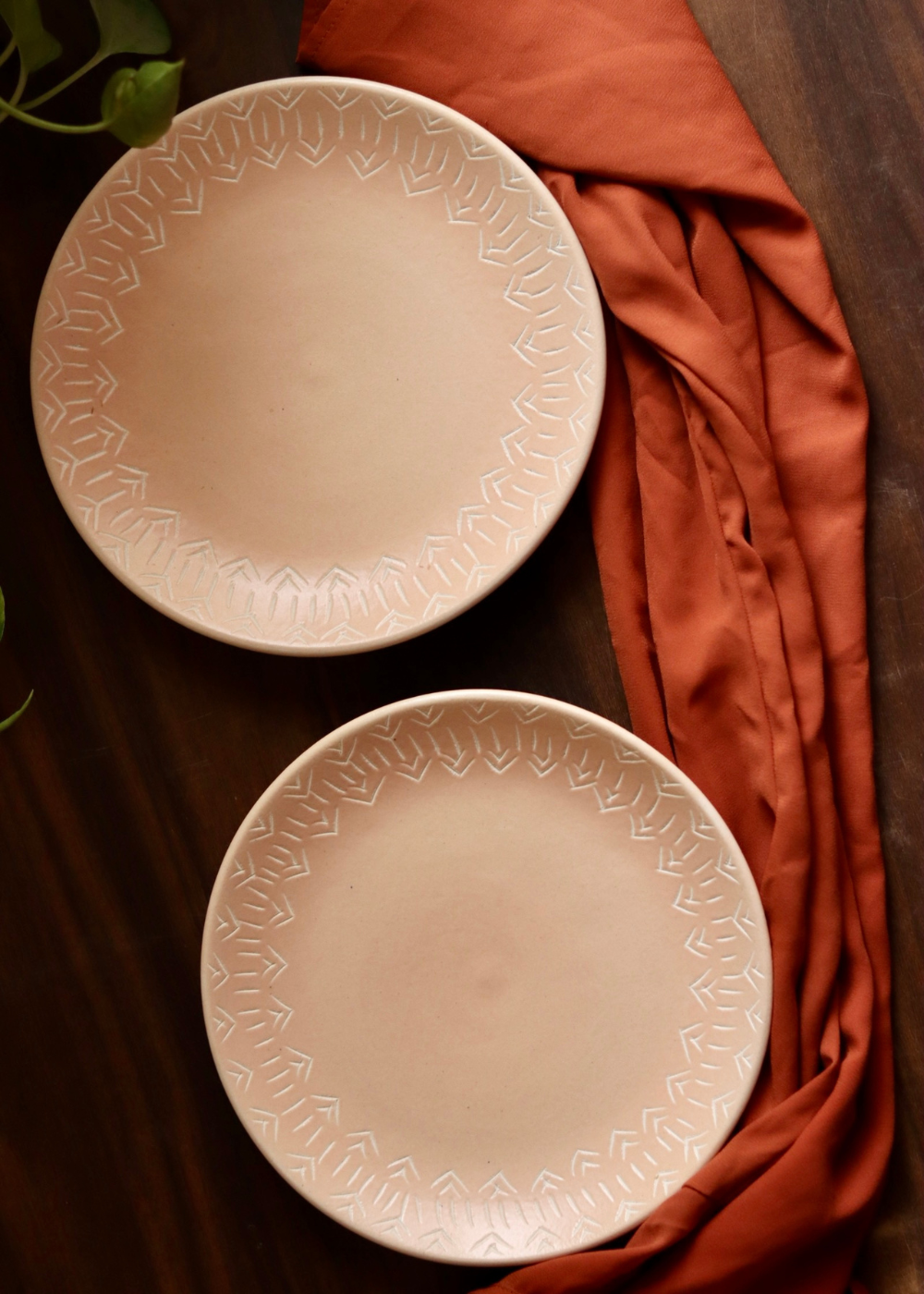 Blush Pink Carved Quarter Plate
