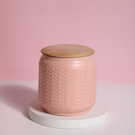 Ceramic storage jar medium with wooden lid 
