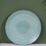 Handmade ceramic green spiral dinner plate 